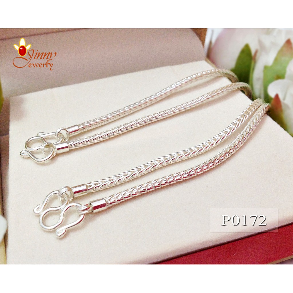 สร้อยคอเงินแท้ 92.5% ลายสี่เสากลม ลายเปีย เปียแน่น สร้อยตันทั้งเส้น ใส่ได้ทั้งชาย หญิง (สร้อยงานไทย)