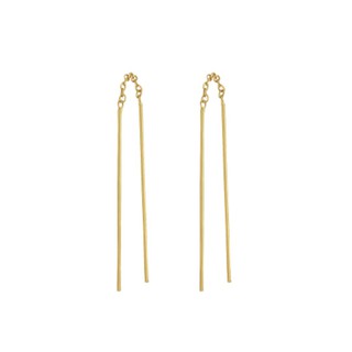 ต่างหูโซ่เงินแท้ 92.5% ต่างหูแบบสอด Gold Thread Thru Earrings