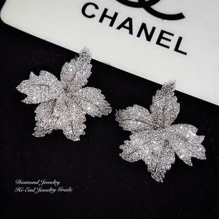 Diamond Earring ต่างหูเพชรcz ดีไซน์ใบไม้สวยมากกก