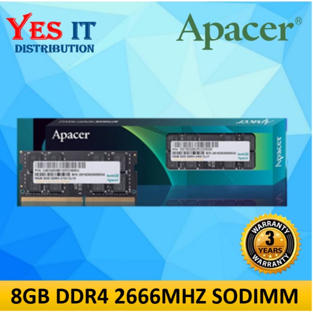 Apacer 8GB / 16GB DDR4 2133 MHz / 2666MHz / 3200MHz Sodimm Notebook Ram