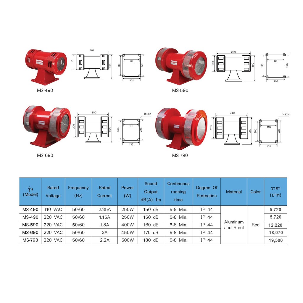 มอเตอร์ ไซเรน MS-490 - MS-790 สอบถามก่อนสั่งซื้อสินค้า