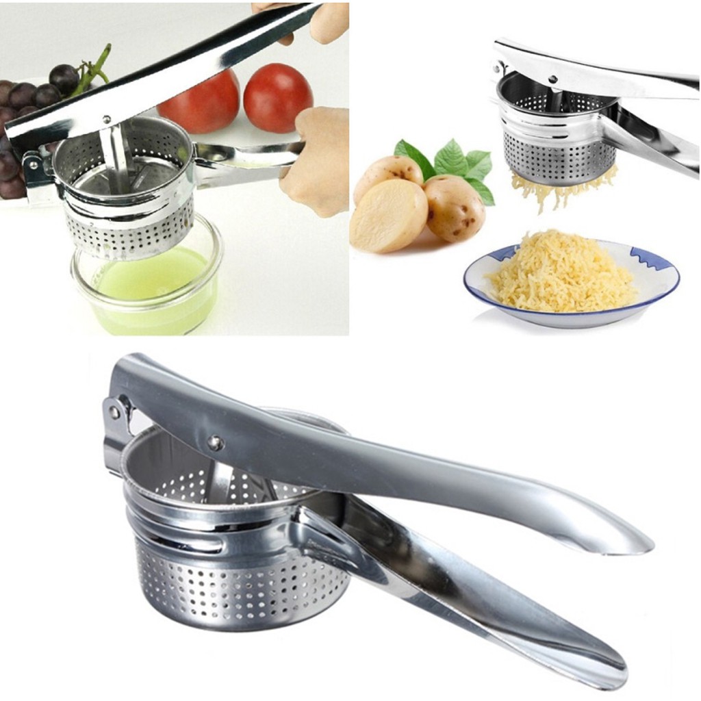 Instock สแตนเลสมันฝรั่ง Masher Ricer Puree ผลไม้ผักคั้นน้ําผลไม้กด Maker กระเทียมกดเครื่องทําอาหารเด็กเครื่องมือ