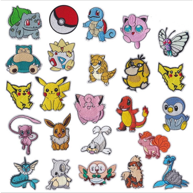 Pokémon Pokémon Pikachu Jenny Turtle Kirby Beast Picossi Super Dream Pocobi Fat Dinghuolong สไตล์เย็บปักถักร้อยสติกเกอร์ผ้าป้ายเสื้อผ้า Armbands กางเกงสติกเกอร์กาวสามารถรีดสามารถ Hand-Sewn diy วัสดุ