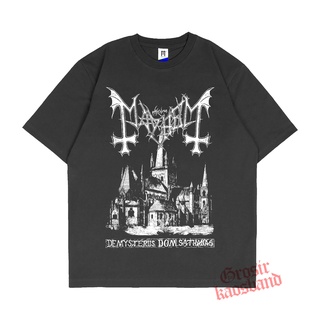 oversize T-shirt เสื้อยืด พิมพ์ลาย Mayhem band DEMYSTERIIS DOM SATHANAS สีดํา สําหรับผู้ชาย และผู้หญิง S-5XL