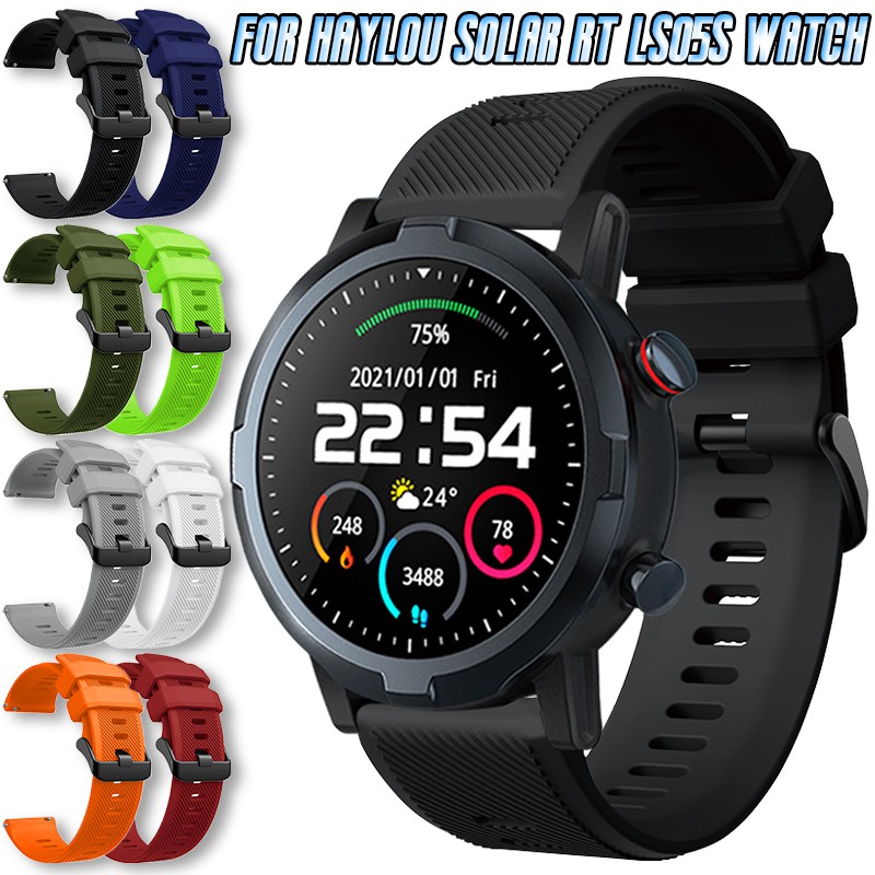 สําหรับ Haylou LS05S RT นาฬิกา 22 มม.สายคล้องคอซิลิโคน Smartwatch เปลี่ยนลาย Texture รูปแบบสร้อยข้อมือกีฬาอุปกรณ์เสริม
