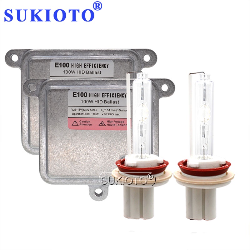 SUKIOTO AC 100W High Power HID Ballast Kit Xenon H1 H3 H7 H8 H11 9005 9006 D2H 4300K 6000K 8000K Aut