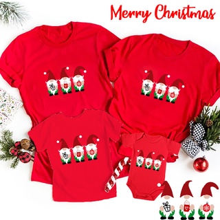 TT-Cute Christmas Gnome Red Family T- Shirts Christmas Baby Cotton Romper Family Set Xmas Gift