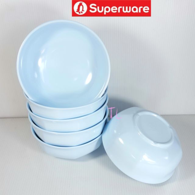 ซุปเปอร์แวร์ ชาม5.5"=6ชิ้น (เล็กข้าวต้ม)สีฟ้าคลาสสิก ซุปเปอร์แวร์เกรดA