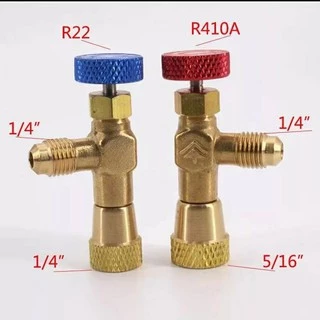 คอลโทรลวาล์ว ปิด-เปิด ชาร์ทน้ำยาแอร์ ป้องกันน้ำยากระเด็น HONGSEN R22 เกลียว 1/4 , R32 เกลียว 5/16 Control Valve