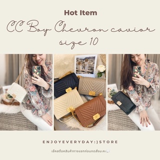 💕New Item💕 CC Boy Chevron cavior Size 10" กระเป๋าแฟชั่น กระเป๋าสะพาย กระเป๋าถือ