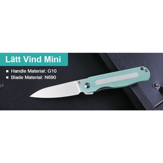 มีดพับ (folding knife) มีดพก มีดแคมป์ Kizer Latt Vind Mini V3567N3 ใบ 3" เหล็ก N690 ด้าม G10, Liner lock, Ball bearing