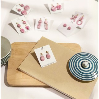 ต่างหูแฟชั่น ต่างหูวินเทจ Handmade Earring (สี Bubble Gum Pink)