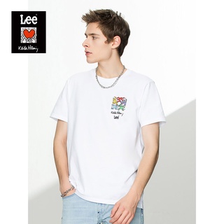 2022 ใหม่ Lee รุ่นมาตรฐาน multicolor เสื้อยืดแขนสั้นผู้ชาย LMT011116 สีขาว S