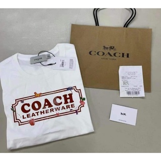 เสื้อยืด คอกลม ผ้าฝ้าย พิมพ์ลาย COACH ใส่สบาย 100 ป้ายแท็กแขวน สําหรับผู้ชายและผู้หญิง