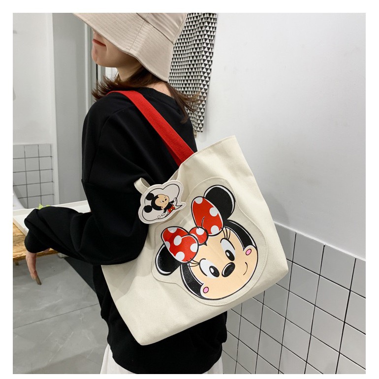 Disney กระเป๋าผ้าใบน่ารักมิกกี้เมาส์น่ารักกระเป๋าสะพายป่าใหม่การ์ตูนน่ารักเทรนด์ความจุสูง ✨✨ ราคา ถูกที่สุด ดีลบีเคเค แกลเลอรีภาพที่ 7