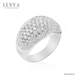 Lenya Jewelry แหวนเพชร DiamondLike ระยิบระยับด้วยงานฝังละเอียดเต็มหน้านิ้ว ตัวเรือนเงินแท้ชุบทองคำขาว