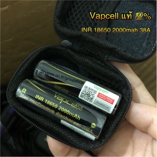 Vapcell แท้ 💯% ถ่านชาร์จ INR18650 2000mah 38A  ถ่านvapcell 18650 (สีดำ)