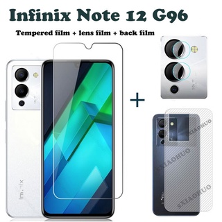 3 in 1 ฟิล์มกระจกนิรภัย 2.5D 9H ป้องกันหน้าจอ สำหรับโทรศัพท์ Infinix Hot 10 11 9 Play 8 7 Lite Pro infinix Note 12 G96 12 10 Pro 7 Lite HD Hot 10