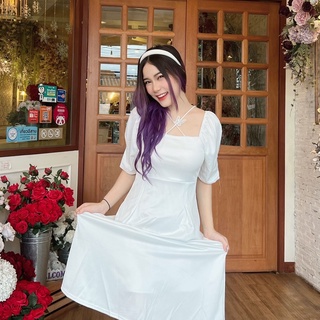 KSTYLE4U เดรสยาวแขนเจ้าหญิง#T73020 ดีเทลเชือกไขว้หน้ามีผีเสื้อ เดรส ชุดเข้าเซ็ท เสื้อผ้า