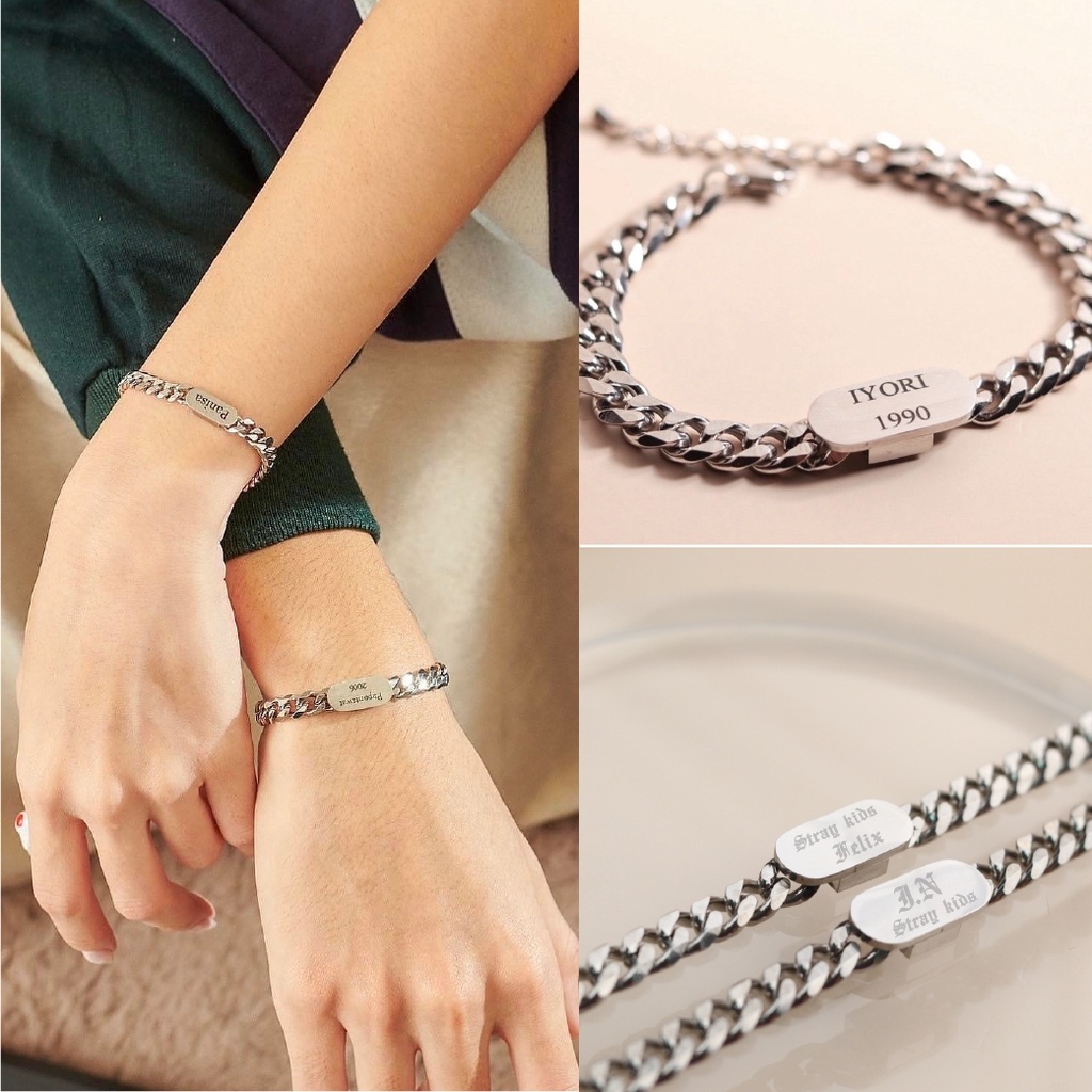 G.NIGHTDAY - ข้อมือสลักฟรี รุ่น Pk (3วันจัดส่ง)สลักอักษรฟรี  unisex ใส่ได้ทั้งผช/ผญ ❤️