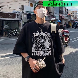 เสื้อยืดแขนสั้น พิมพ์ลายตัวอักษร สไตล์ฮิปฮอป สตรีท ฤดูร้อน สําหรับผู้ชาย