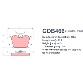 ผ้าเบรกหลัง TRW (COTEC) : ALFA 155 2.0 94 (OE ติดรถ) (สินค้า TRW แท้ผ่านบริษัทโดยตรง)