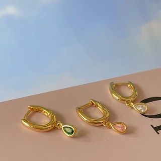 TIMI Water drop hoop earrings ต่างหูห่วงวัสดุชุบทองเหลือง18k