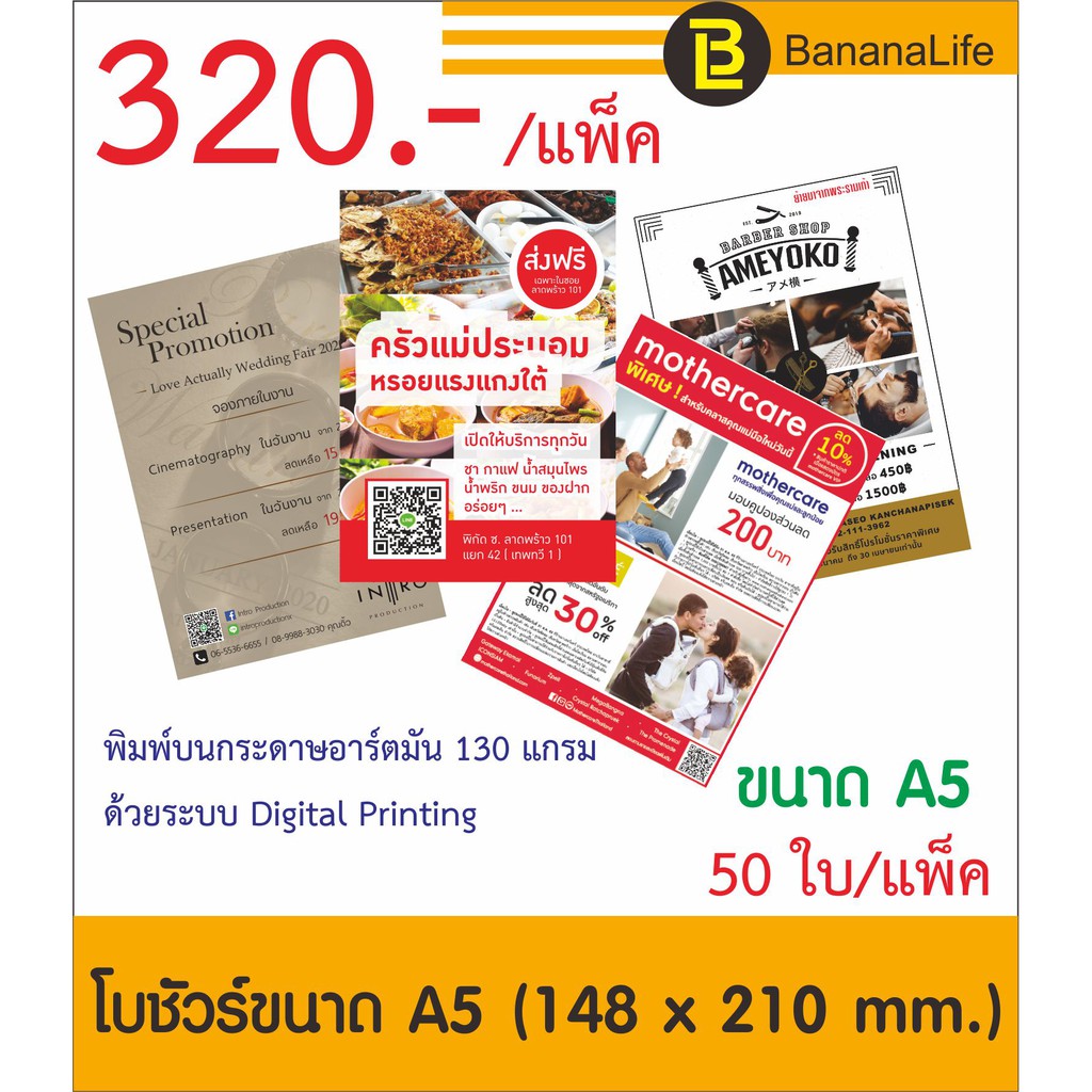 โบรชัวร์สีระบบ Digital Printing ขนาด A5