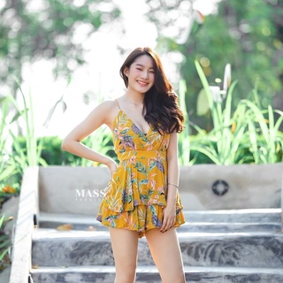 MASS Fashion : จั๊มสูทสายเดี่ยว ขาสั้น Lemon Jumpsuit