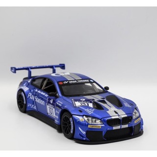 โมเดลรถเหล็กBMW M6 GT3 ขนาดตัวรถ1/24ประตูข้างสามารถเปิดปิดได้ฝากระโปรงหน้าเปิดปิดได้