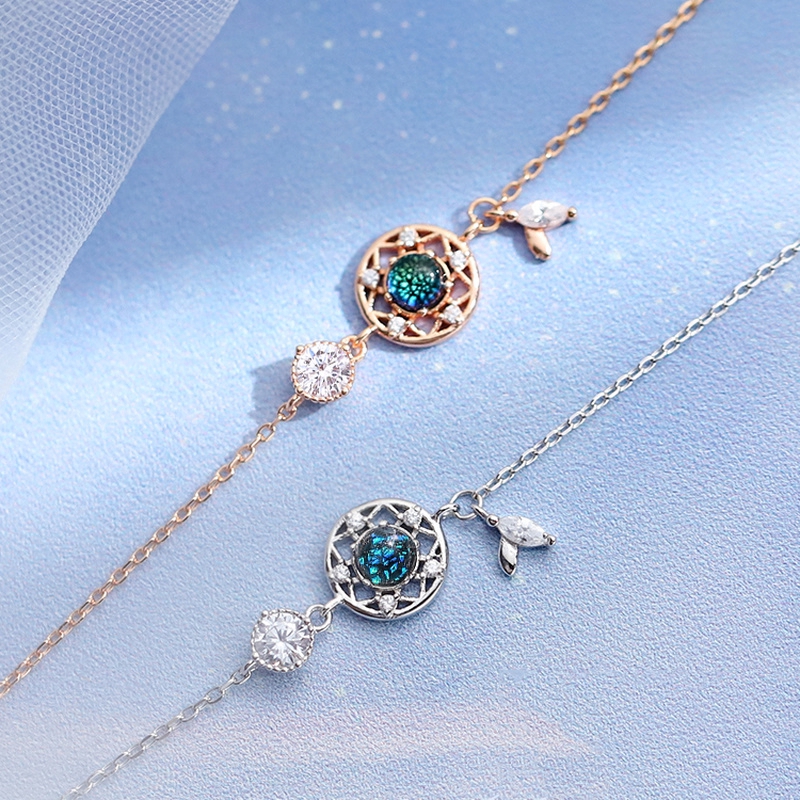 สร้อยข้อมือคริสตัล Korean Blue Crystal Dreamcatcher Bracelet Creative Starry Sky Zircon Bracelets Girl Jewelry Gift High Quality #9