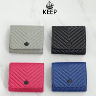 แท้💯💯Outletมาใหม่ล่าสุด KEEP Chevron wallet bag กระเป๋าสตางค์ สั้น สามพับ