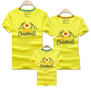 เสื้อยืดNew Year Family Matching Clothing Mother  Clothes Merry Christmas Family Look T-shirt Mother Son471