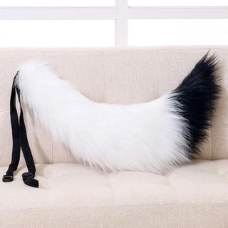 หางจิ้งจอก หมาป่า 70cm อ้วนๆ ฟูนุ่ม [พร้อมส่ง] แบบเข็มกลัด+ริบบิ้นมัดเอว