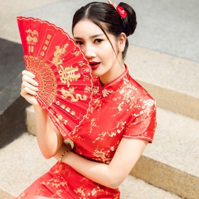 พัดสีแดง ผ้าเช็ดหน้าเจ้าสาว