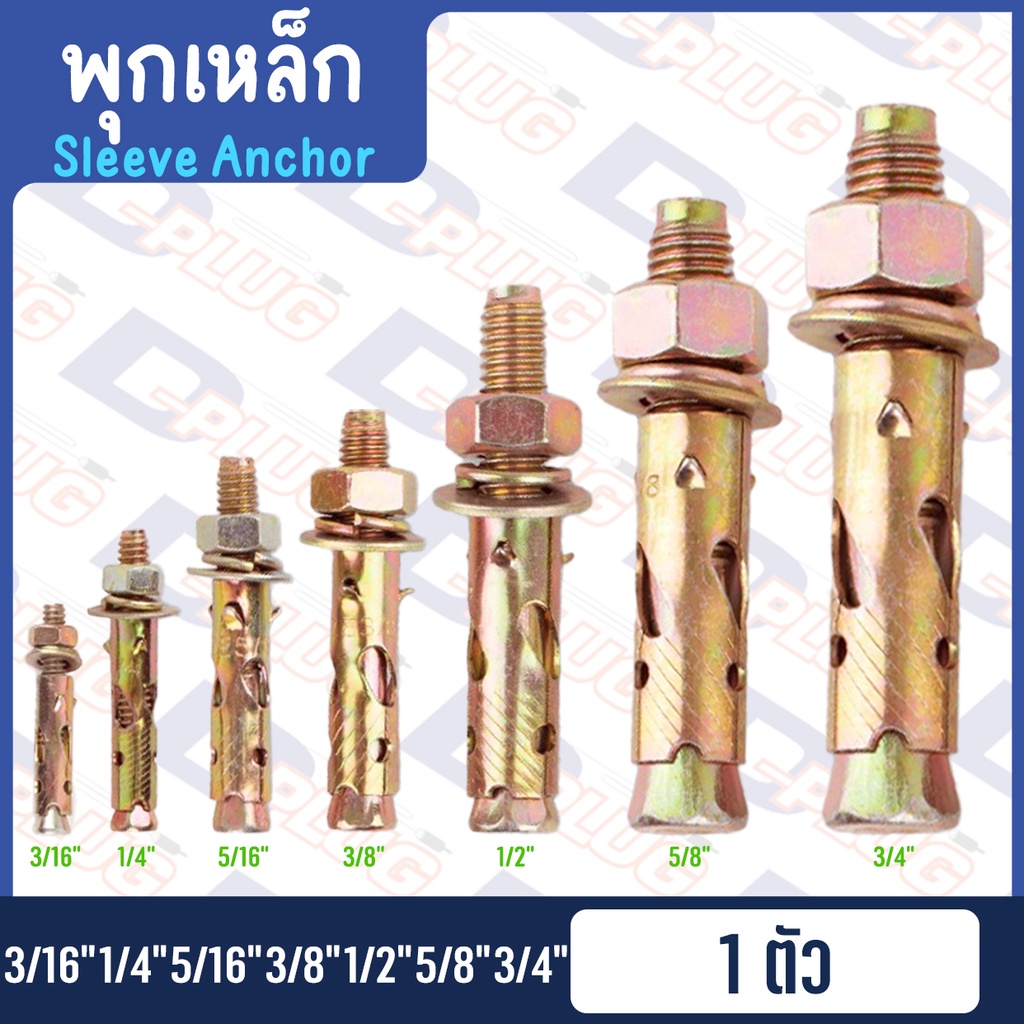 พุกเหล็ก ปุ๊กเหล็ก ยึดติดผนัง หกเหลี่ยมมีเขี้ยว ปุ๊ก พุ๊ก พุก Sleeve