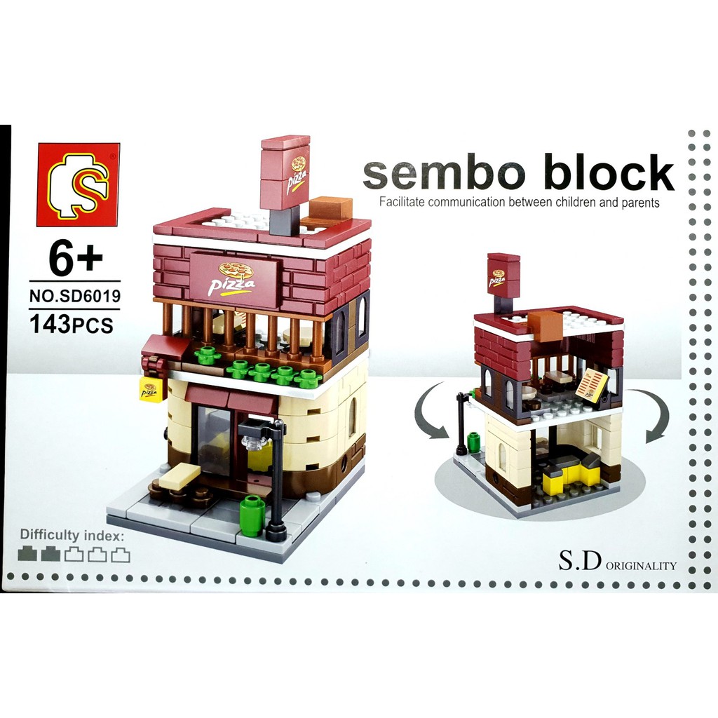 ตัวต่อ SEMBO BLOCK (143 ชิ้น) : TheToyStore ร้านค้า อาหาร Pizza พิซซ่า ของเล่น ของสะสม สร้างเมืองจิ๋ว เลโก้ Lego # SD601