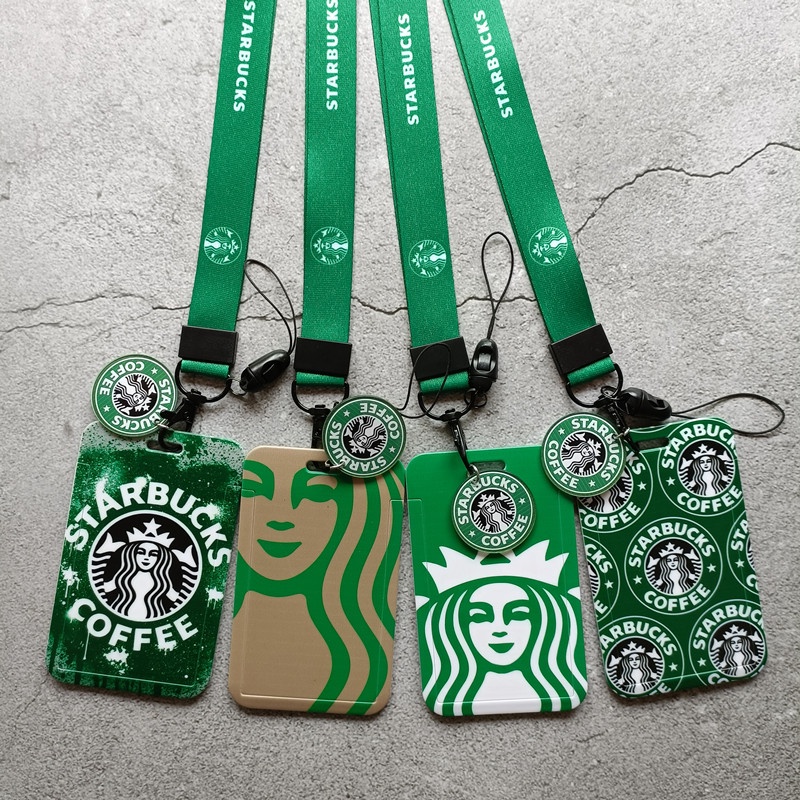 Starbucks ที่ใส่บัตรประจําตัวประชาชน บัตรรถบัส พร้อมสายคล้อง แฟชั่น สําหรับเด็กอนุบาล