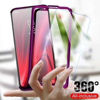 เคสโทรศัพท์มือถือกระจกนิรภัย แบบแข็ง กันกระแทก 360 องศา สําหรับ OPPO R11 R11S Plus R17 Pro A5 A9 A11X A59 F1S° การป้องกันเต็มรูปแบบ