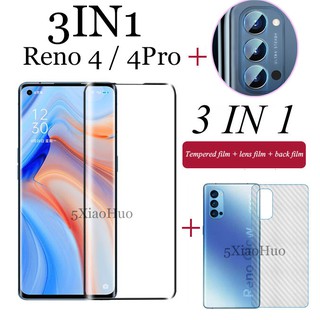 (3 in 1)  ฟิล์มกระจกนิรภัย + ฟิล์มกันรอย +ฟิล์มป้องกันเลนส์ สำหรับ OPPO Reno 4 Pro 2F