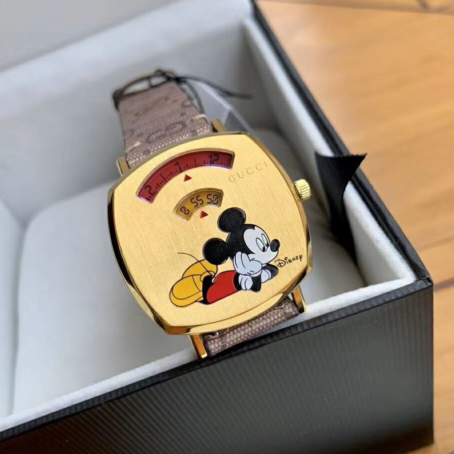 Gucci / Gucci Mickey Watch Grip ซีรี่ส์ผู้ชายนาฬิกาผู้หญิงดูเท่ ๆ แปลก ๆ  เข็มขัดเหล็กนาฬิกาควอทซ์กันน้ำ - Blackoo.Th - Thaipick