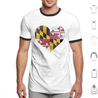 ขายดี!พร้อมส่ง เสื้อยืดแขนสั้น ผ้าฝ้าย 100% พิมพ์ลายธงหัวใจ Maryland หลากสี แฟชั่นฤดูร้อน สําหรับผู้ชายS-5XL