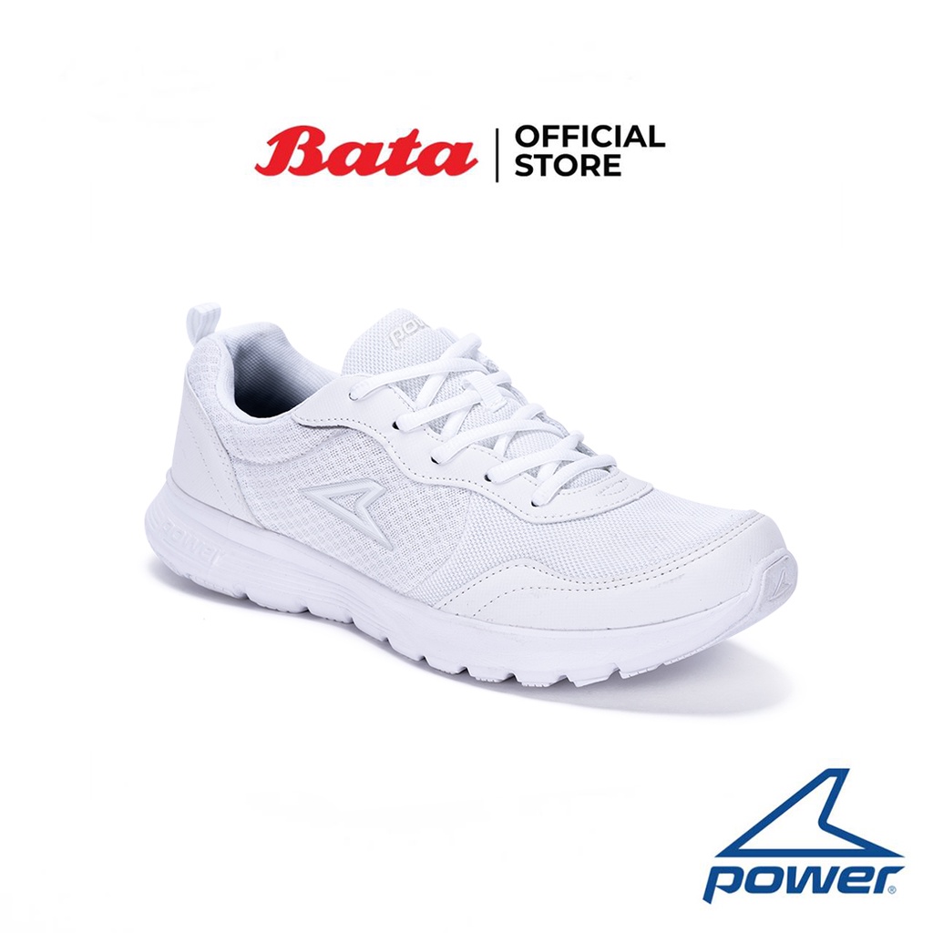 Bata บาจา ยี่ห้อ Power รองเท้าผ้าใบพละ กีฬาแบบผูกเชือก สวมใส่ง่าย รองรับน้ำหนักเท้าได้ดี  รุ่น Wave Accent สีขาว 8211907