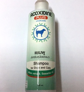 💢ขวดใหญ่💢แชมพูสำหรับผิวหนัง ยีสต์ เชื้อรา และแบคทีเรีย Acoxidine plus สำหรับสุนัขและแมว (250 ml.)