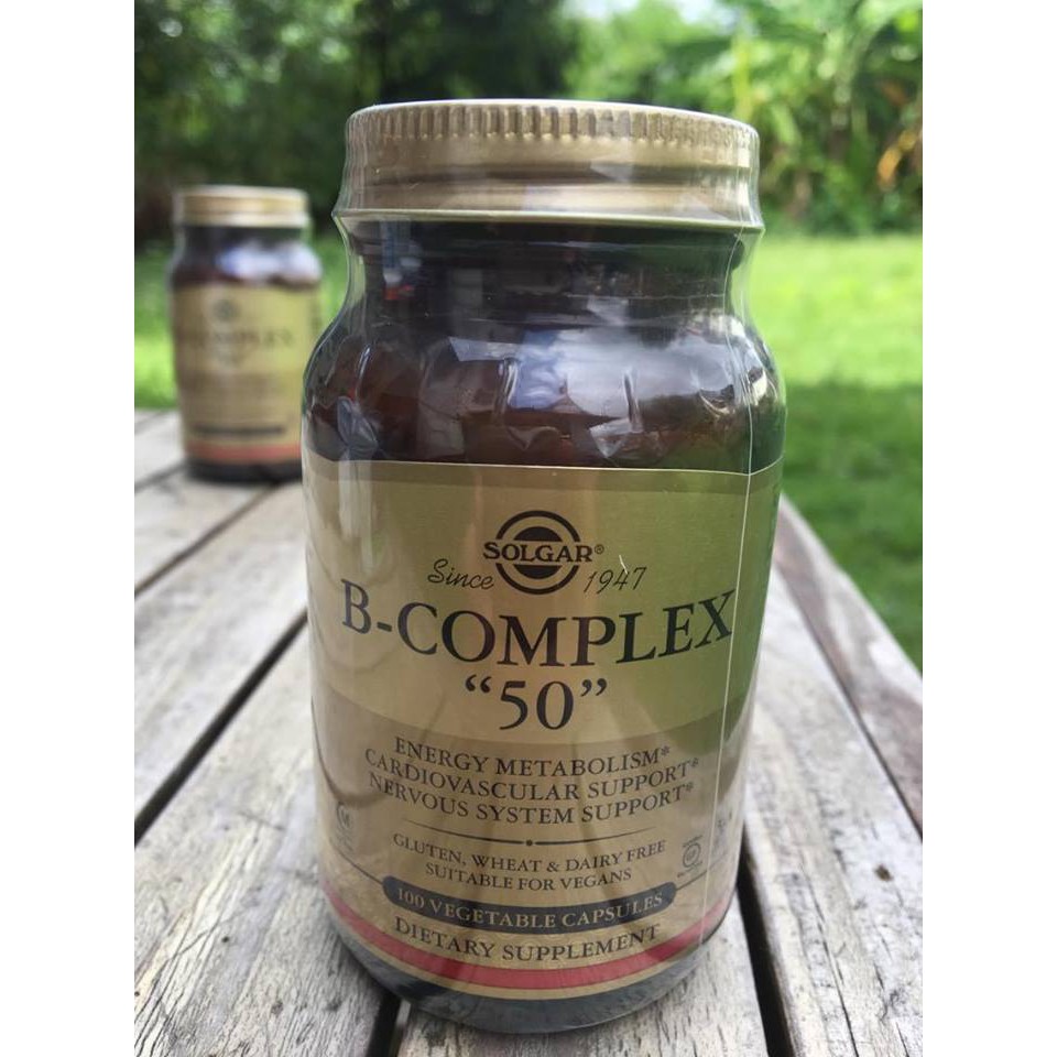 วิตามินบีรวม B-Complex "50" 100 Vegetable Capsules (Solgar)Halal & Kosher Parve