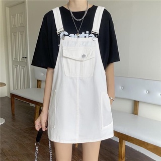 Many Jeans Dress Overalls เอี๊ยมกระโปรงยีนส์แบบสั้น