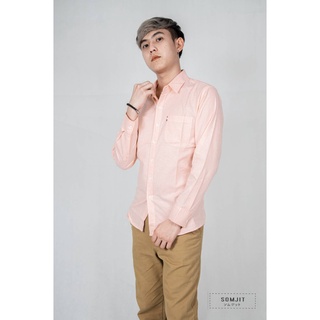 เสื้อเชิ้ตแขนยาว คอปก สีโอลด์โรส  (ผ้า Oxford )