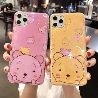 พร้อมแล้ว เคสโทรศัพท์ VIVO Y91 Y93 Y95 Y91i Y91C ใหม่น่ารักการ์ตูนหมีโทรศัพท์กรณีซิลิโคนที่มีสีสันดอกซากุระปก