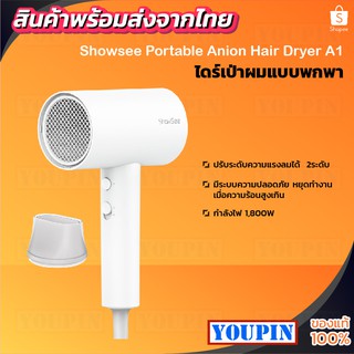 ไดร์เป่าผม ไอออนแบบพกพา Showsee Portable Anion Hair Dryer 1800W รุ่น A1