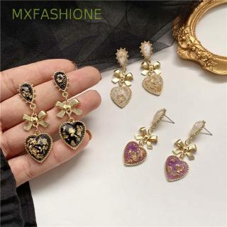 mxfashione ต่างหูโลหะเรซิ่นห้อยโบว์